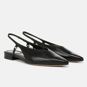 Vince Ines Black Leather Slingback Flats | Size 6 | New Without Box